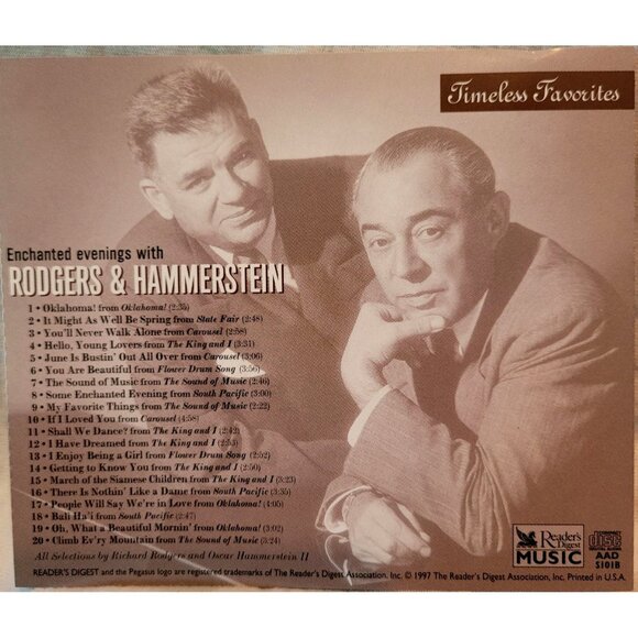 Reader's Digest Music Timeless Favorites CD Rodgers & Hammerstein Hits 37292cd - Picture 2 of 3